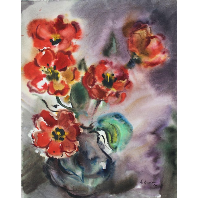 Dzidra Bauma, Tulips, 1984, Watercolor For Sale - Image 4 of 6