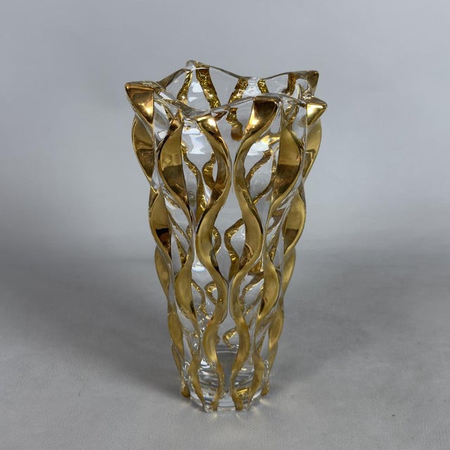 Modern Murano Style Clear and Golden Glass Vase from CC Zecchin For Sale - Image 5 of 13