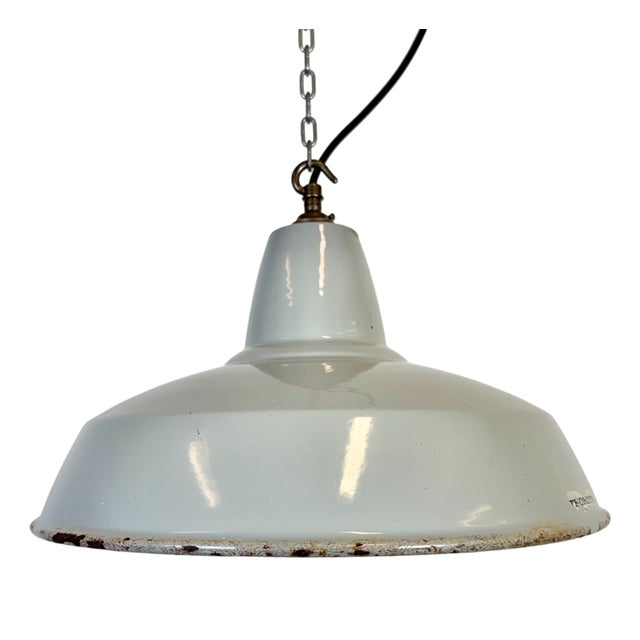 Industrial Grey Enamel Pendant Lamp from Thorlux, 1960s For Sale