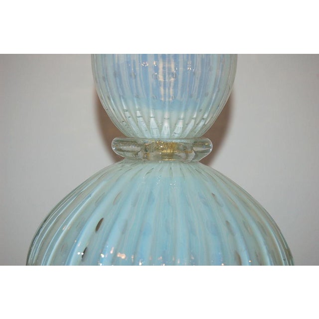 Metal Vintage Murano White Opaline Glass Lamp For Sale - Image 7 of 9