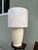 Vintage 1940s White Art Deco Ceramic Table Lamp — Custom Peacock Silk Shade, Hollywood Regency For Sale - Image 9 of 10