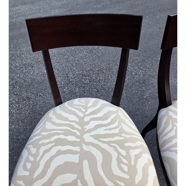 Traditional Pair Ethan Allen Hathaway Klismos Dining Side Chairs Zebra Print French Regency 1990s For Sale - Image 3 of 14