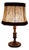 Antique Art Deco German Table Lamp with Turned Base in Maple and Walnut Wood and Beige Fabric Shade, 1920s For Sale