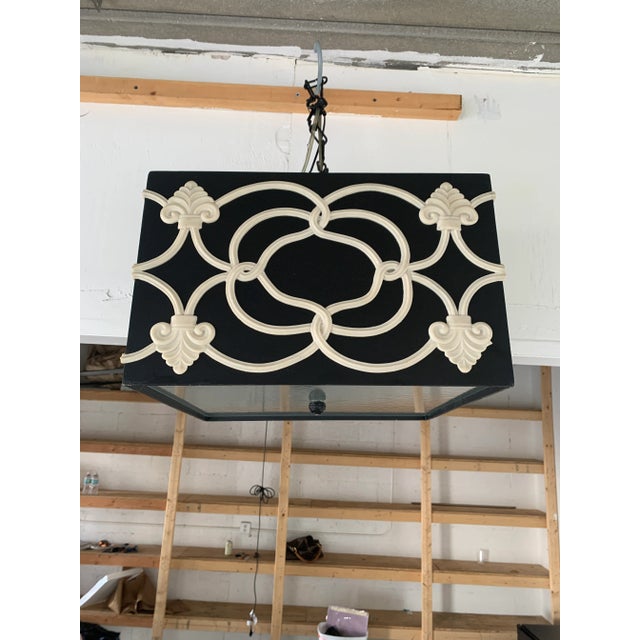 Chinoiserie Vintage Hollywood Regency Box Chandelier For Sale - Image 3 of 12