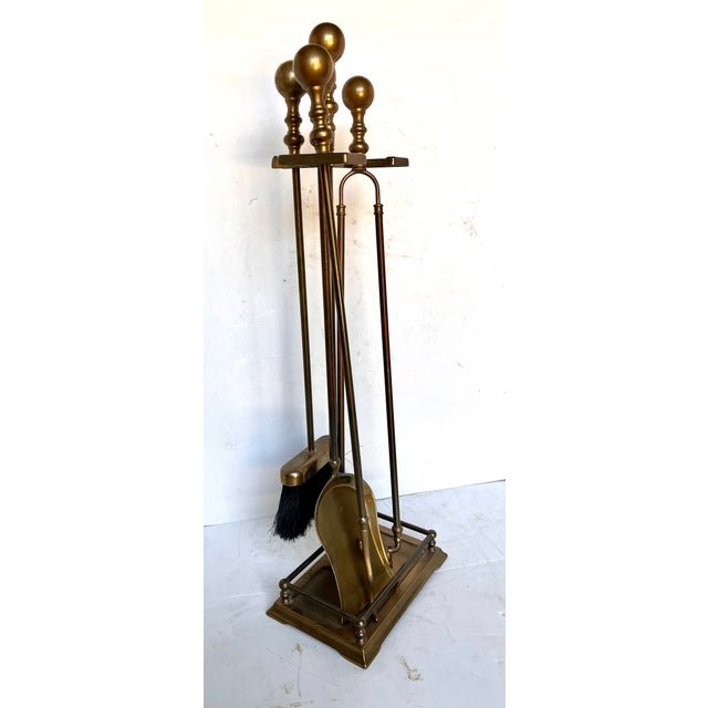Mid 20th Century Vintage Italian Brass Fireplace Tool Set For Sale - Image 5 of 13