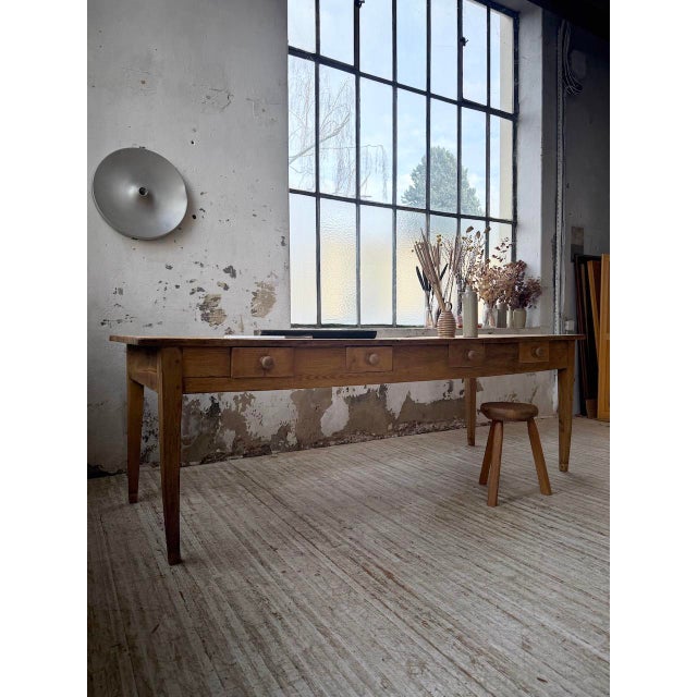 Pine and Oak Farmhouse Table with Drawers, 1950s For Sale - Image 10 of 18