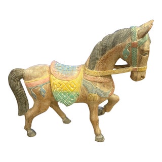 1980s Carved Wood Horse For Sale