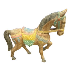 1980s Carved Wood Horse