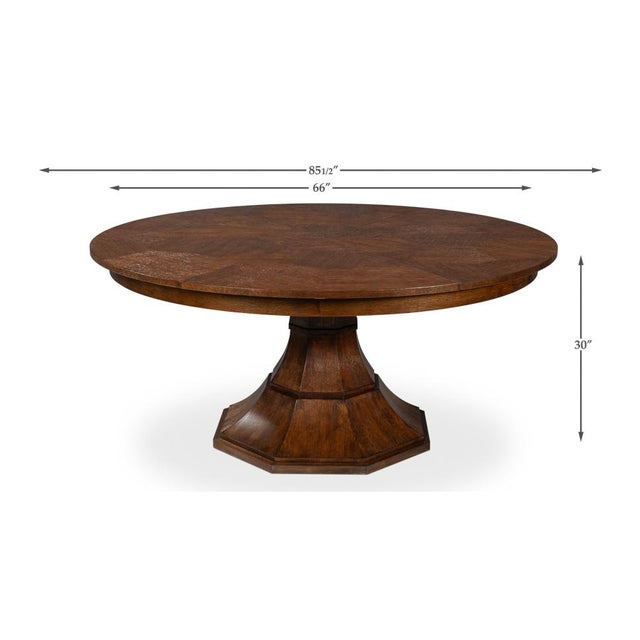 Warm Brown Oak Expanding Dining Table - 85 1/2" For Sale - Image 12 of 13