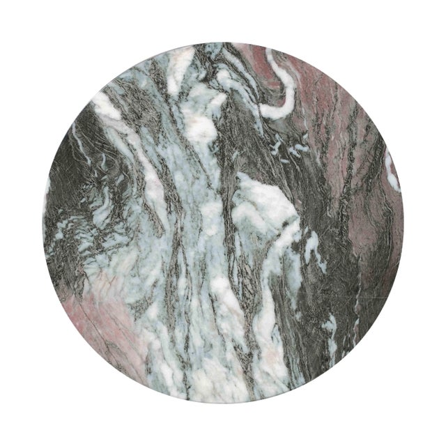 Transitional Rue Grey & Blush Faux Marble Side Table For Sale - Image 3 of 7