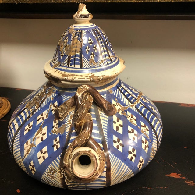 Vintage Italian Hand Painted Ceramic Water Ewer For Sale - Image 9 of 13