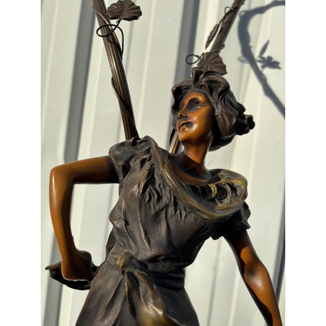 Boho Chic Art Nouveau Style Carmen Statuary Lamp with Marble Base, 1990s For Sale - Image 3 of 18