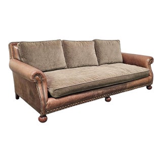 Ralph Lauren Cottage Collection Brompton Distressed Leather Sofa For Sale
