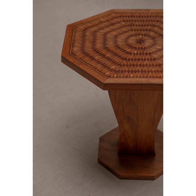 Brown Mid-Century Marquetry Side Table, 1960s For Sale - Image 8 of 12