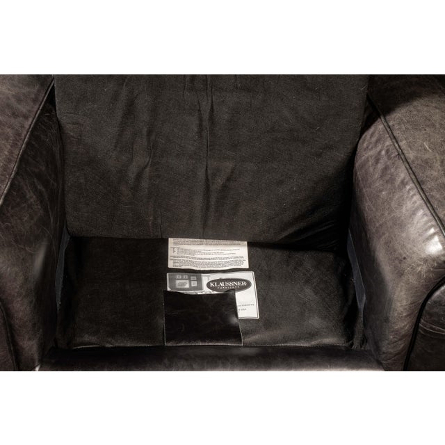 Vintage Leather Lounge Armchair in Black by Klaussner For Sale In Chicago - Image 6 of 6