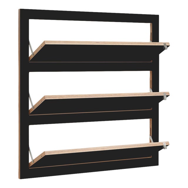 80×80-3 Fläpps Shoe Shelf in Black from Ambivalenz For Sale
