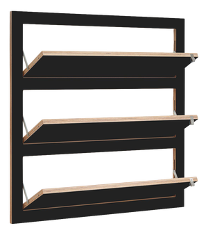 80×80-3 Fläpps Shoe Shelf in Black from Ambivalenz