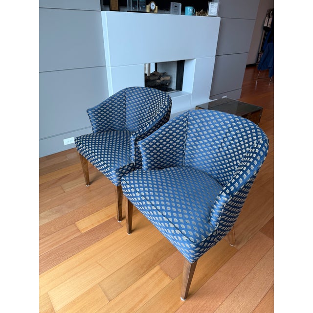 Mid-Century Modern Pair of Small Barrel Back Chairs For Sale - Image 3 of 6