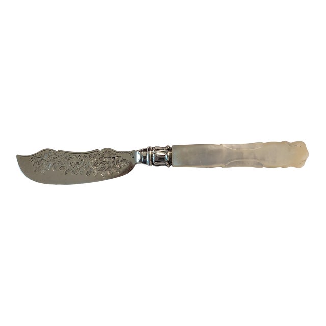 Birmingham 1850 Master Butter Knife Sterling Silver Mother-Of-Pearl For Sale