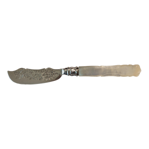 Birmingham 1850 Master Butter Knife Sterling Silver Mother-Of-Pearl