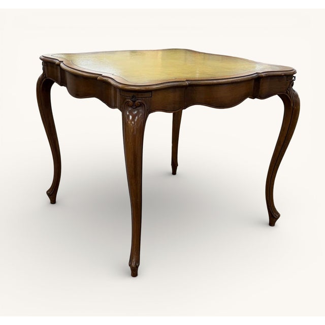 Mid 20th Century Vintage Weiman Leather Top Game or Card Table For Sale - Image 5 of 17