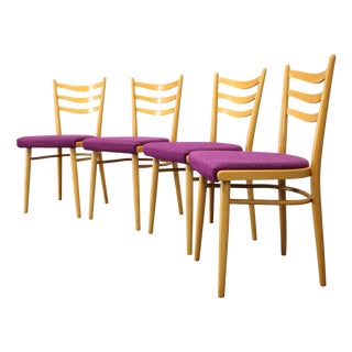 Vintage Beech Dining Chairs, Czechoslovakia, 1960s, Set of 4 For Sale
