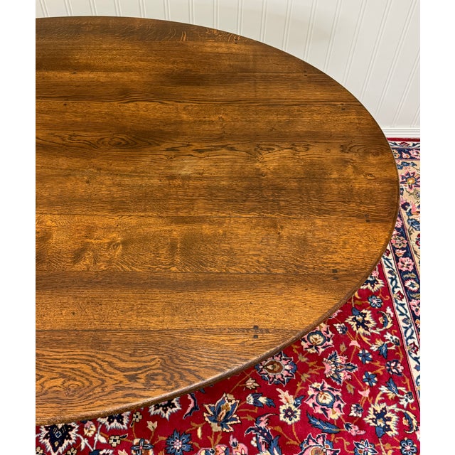 Antique English Country Oval Dining Table Farmhouse Pedestal Oak 1920s-30s For Sale - Image 13 of 18