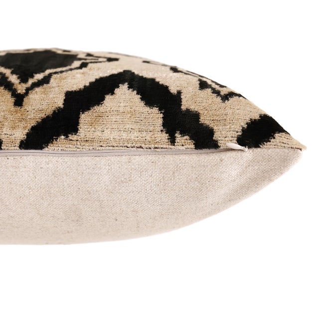 "Create a sophisticated focal point with the timeless contrast of our Hand-Knotted Silk Velvet Geometric Lattice Pillow....