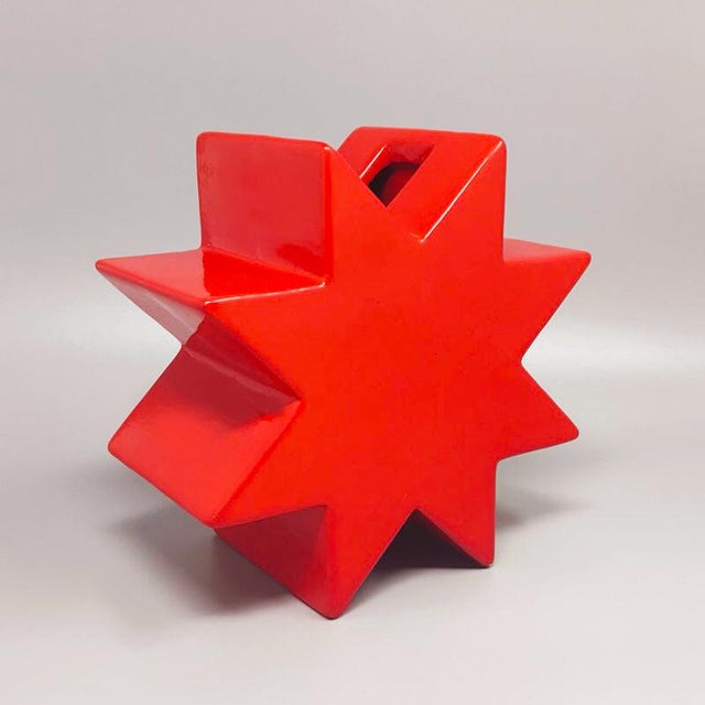 Red Hsing Vase from Ettore Sottsass, Italy, 1980s For Sale - Image 11 of 11