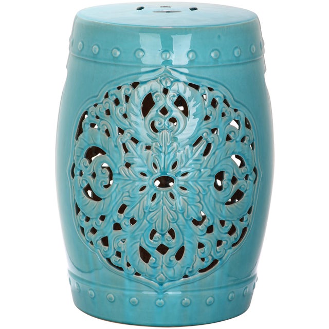 Jasmine Garden Stool in Blue For Sale - Image 4 of 4