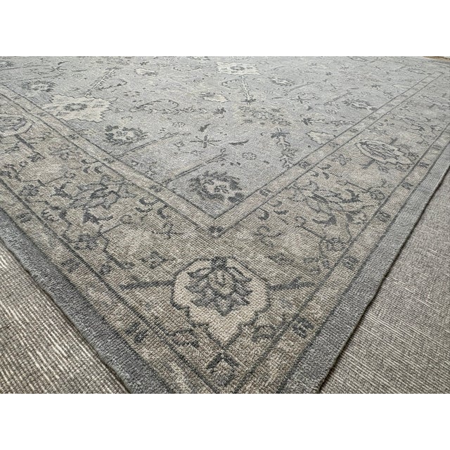 Textile Rh Allegra Wool Rug – 8x10 Silver / Sand | Hand-Knotted | Oushak-Inspired Design For Sale - Image 7 of 18