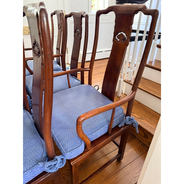 Set of 8 Vintage Rosewood Dining Chairs With Blue Seats For Sale - Image 16 of 18