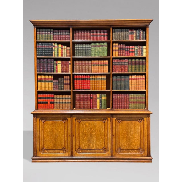 French Tall Oak Open Bookcase, 1850s For Sale - Image 8 of 12