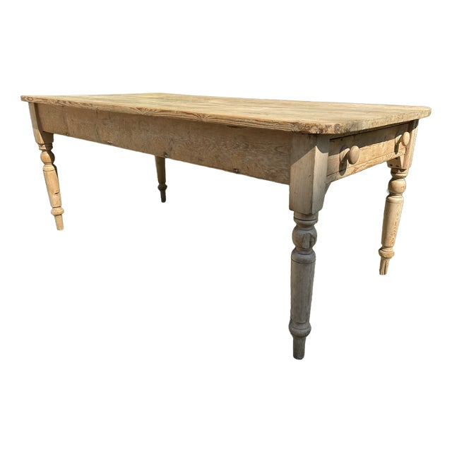 Antique 8-Seater Pine Farmhouse Dining Table, 1900s For Sale