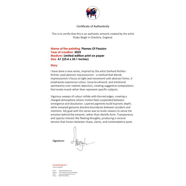 Burnt Orange Flames of Passion - Print For Sale - Image 8 of 8