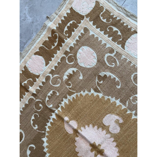 Textile Boho Samarkand Suzani Tablecloth — 4'4'' X 4'7'' For Sale - Image 7 of 9
