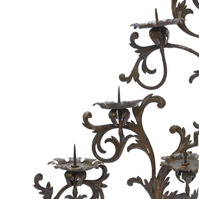 Large Wrought Iron 15-Flame Wall Candleholder, 1700s For Sale - Image 5 of 7