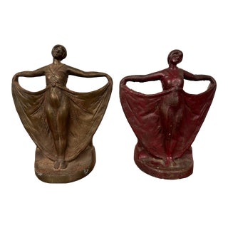 Pair of Bronze Dancing Women Art Deco Bookends For Sale