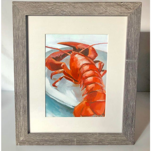 This Original Impressionist Crayfish Oil Paining on a Plate, which measures approximately 5″ x 8″ unframed, is a bold,...