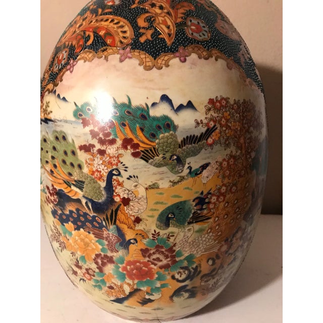 Antique Satsuma Outdoor Scene Decorative Egg For Sale - Image 4 of 11