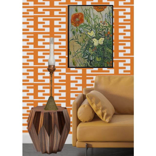 Antique Torchiere Table Lamp: Brass Pyramid Shape With Etched Hieroglyphics For Sale - Image 9 of 12