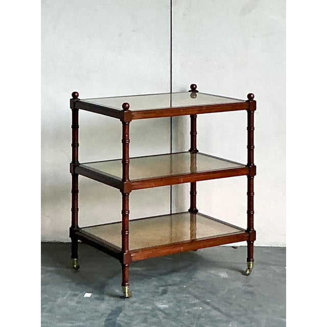 Vintage Regency Stacked Cane Side Table For Sale - Image 4 of 6