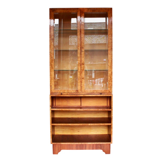Vintage Bookcase in Satinwood, 1930s For Sale