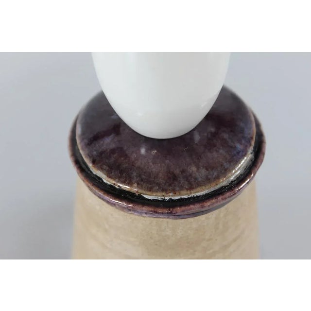 Table Lamp with Dark Purple Glaze by Herman A. Kähler, Denmark, 1960s For Sale - Image 6 of 9