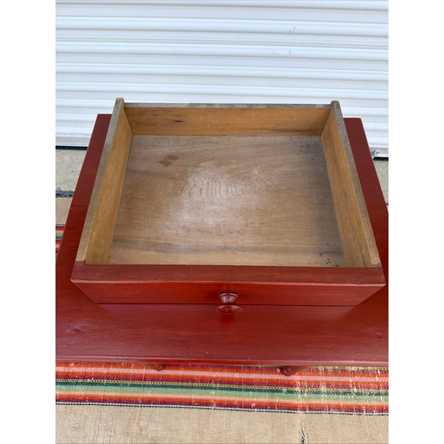 A Pennsylvania Turned Leg Red Wash Painted 1 Drawer Side Table, Circa 1840’s For Sale - Image 13 of 17