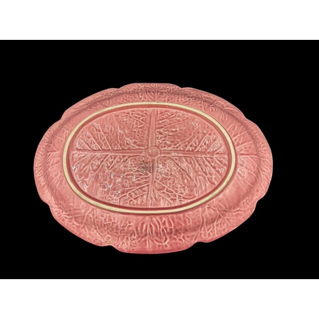 Bordallo Pinheiro Vintage Bordallo Pinheiro Pink Cabbage 17" Oval Serving Platter For Sale - Image 4 of 5