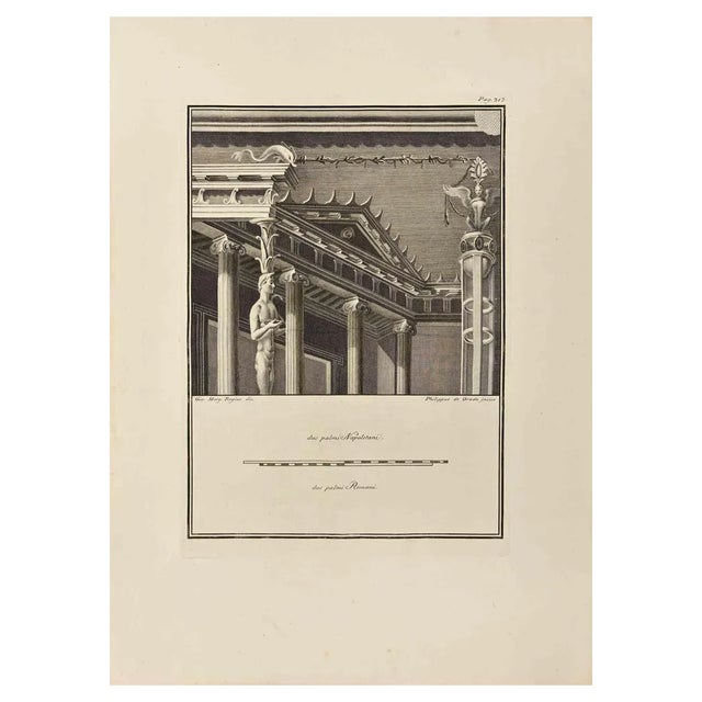 Filippo de Grado, Temple with Sphinx, Etching, 18th Century For Sale