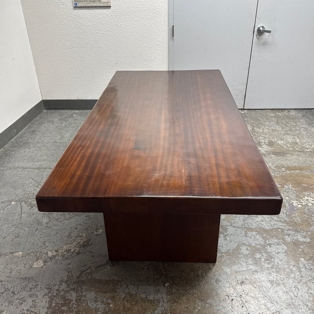 Contemporary Rectangular Double Pedestal Dining Table For Sale - Image 4 of 12