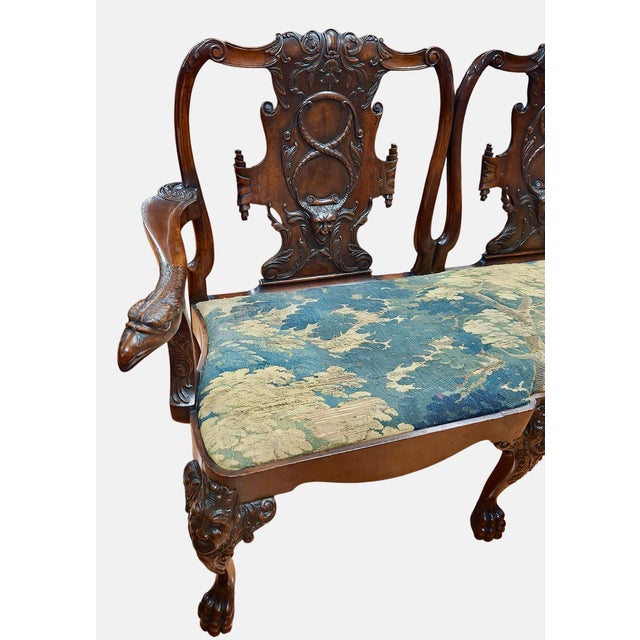 Irish George II-Style Double Chair Back Settee From Historic Filoli For Sale In San Francisco - Image 6 of 13