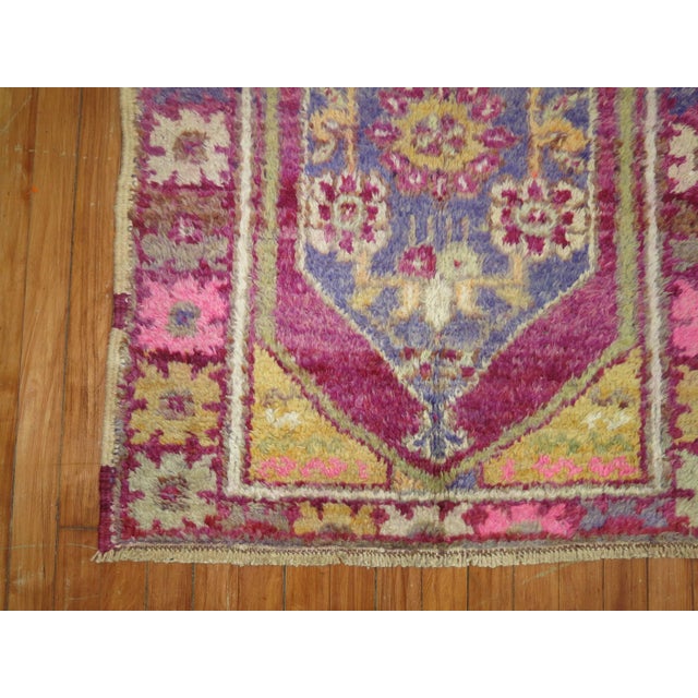 Mid 20th Century Vintage Zabihi Collection Purple Turkish Anatolian Small Rug - 2'11" x 4'2" For Sale - Image 5 of 6